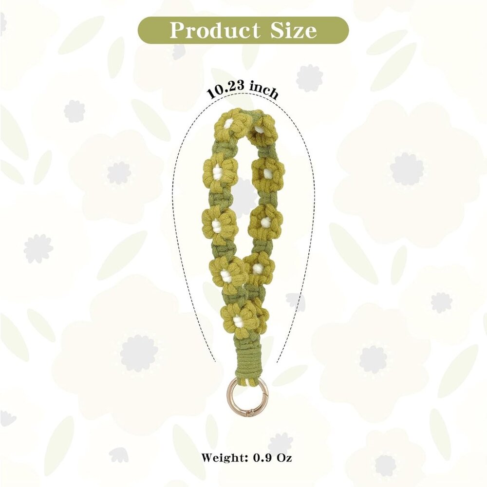 Boho Macrame Keychain Wristlet Keychain Weave Exq… - image 3